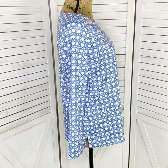 Vineyard Vines Basket Print Simple Boatneck Tee Shirt UPF50 Blue White Small - Picture 3 of 12